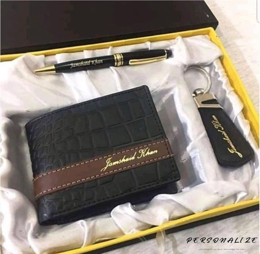 Crocodile wallet keychain pen set