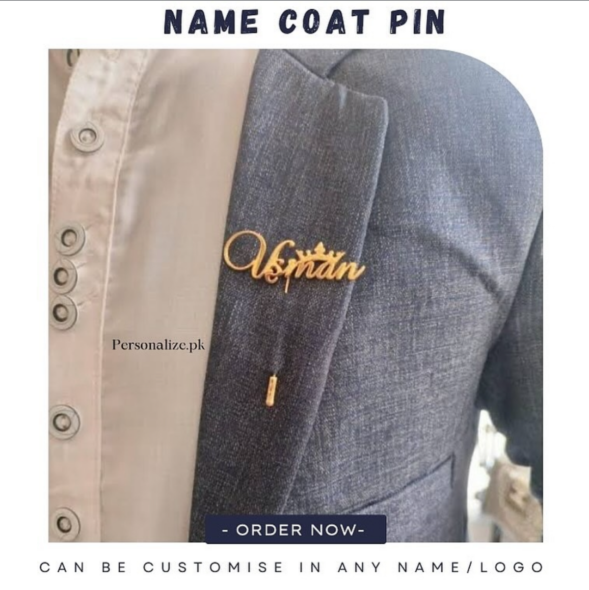Name coat pin